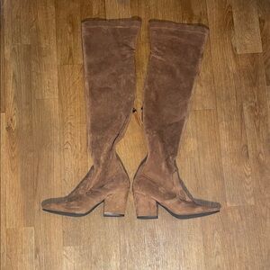 Brown Suede Over-the-Knee Boots